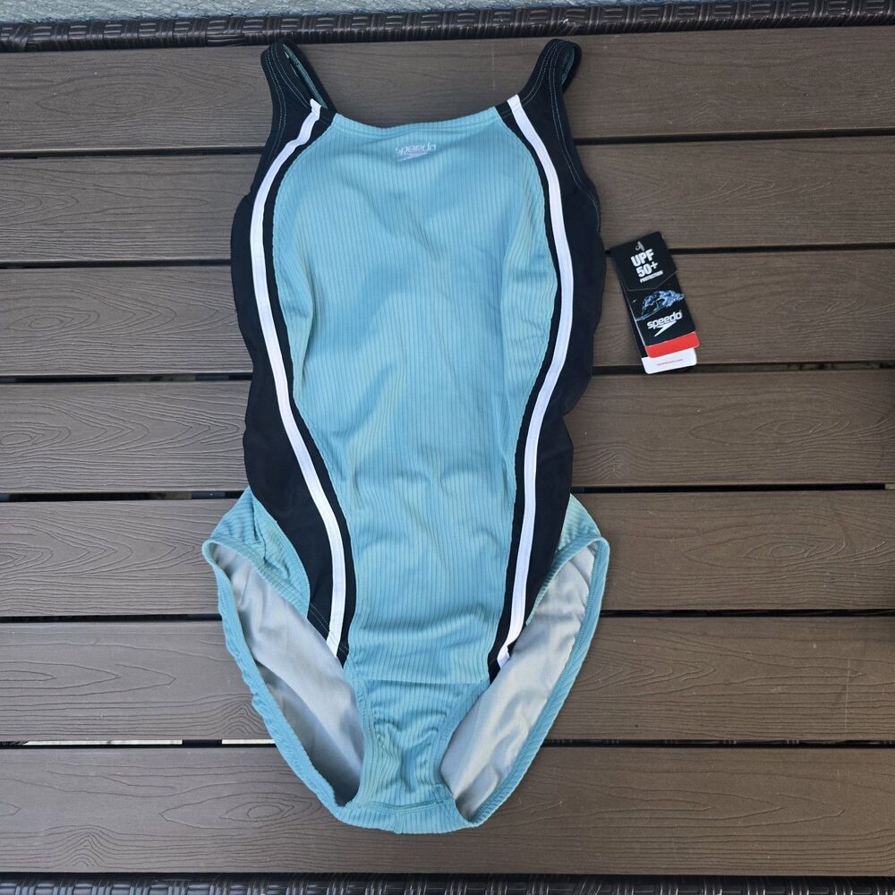 Speedo Women’s Porcelain Quantum Fusion Splice Ribbed W/Hydrobra Sz 8 New - Picture 2 of 4